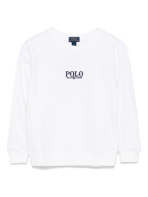Ralph Lauren Kids White French Terry Logo Long Sleeve Sweatshirt