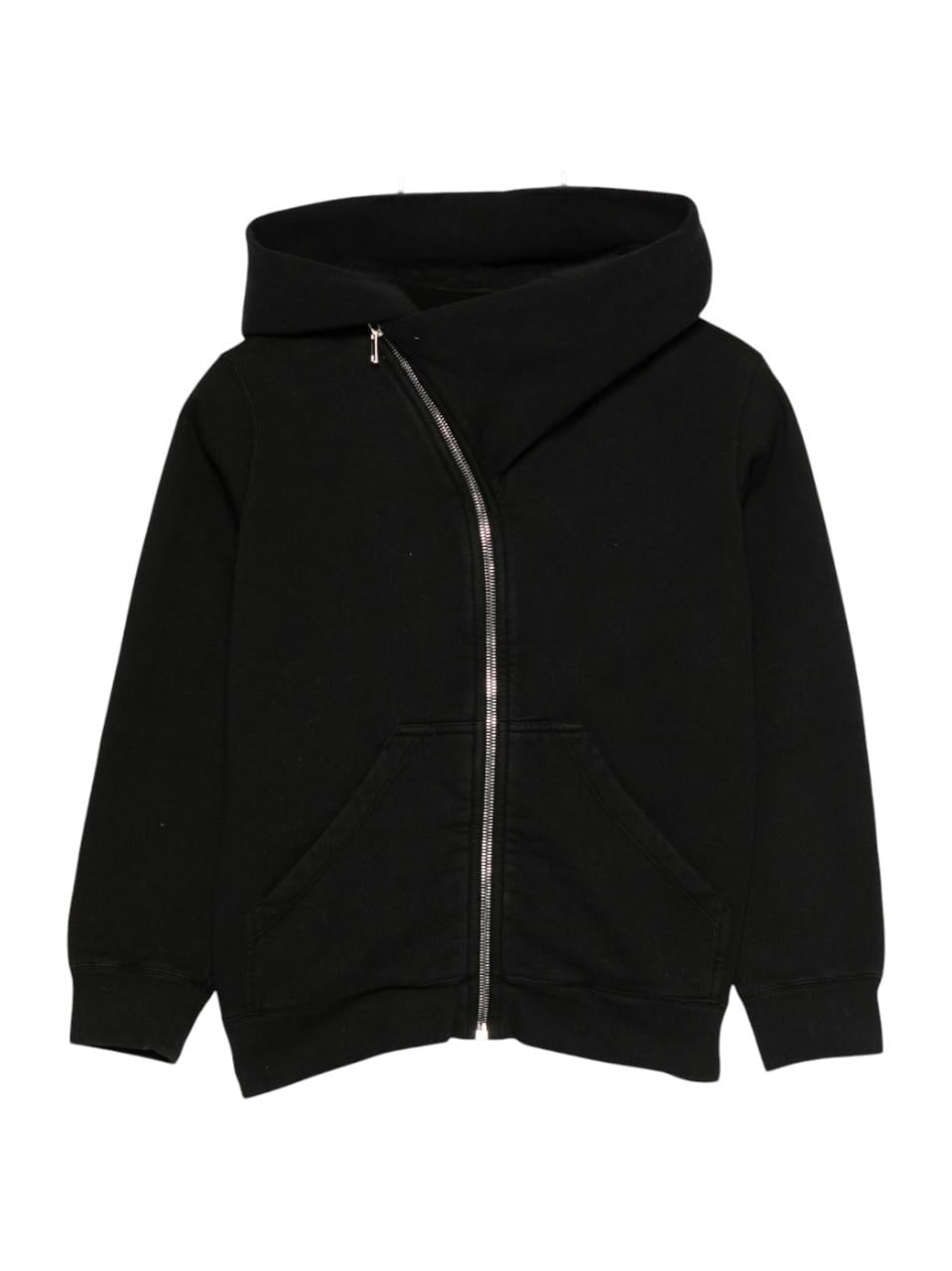 Felpa Mountain per bambino Rick Owens nera con cerniera asimmetrica - Rubino Kids