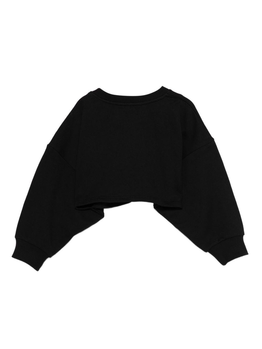 Felpa per bambina Balmain Kids nera con stampa logo e bottoni - Rubino Kids