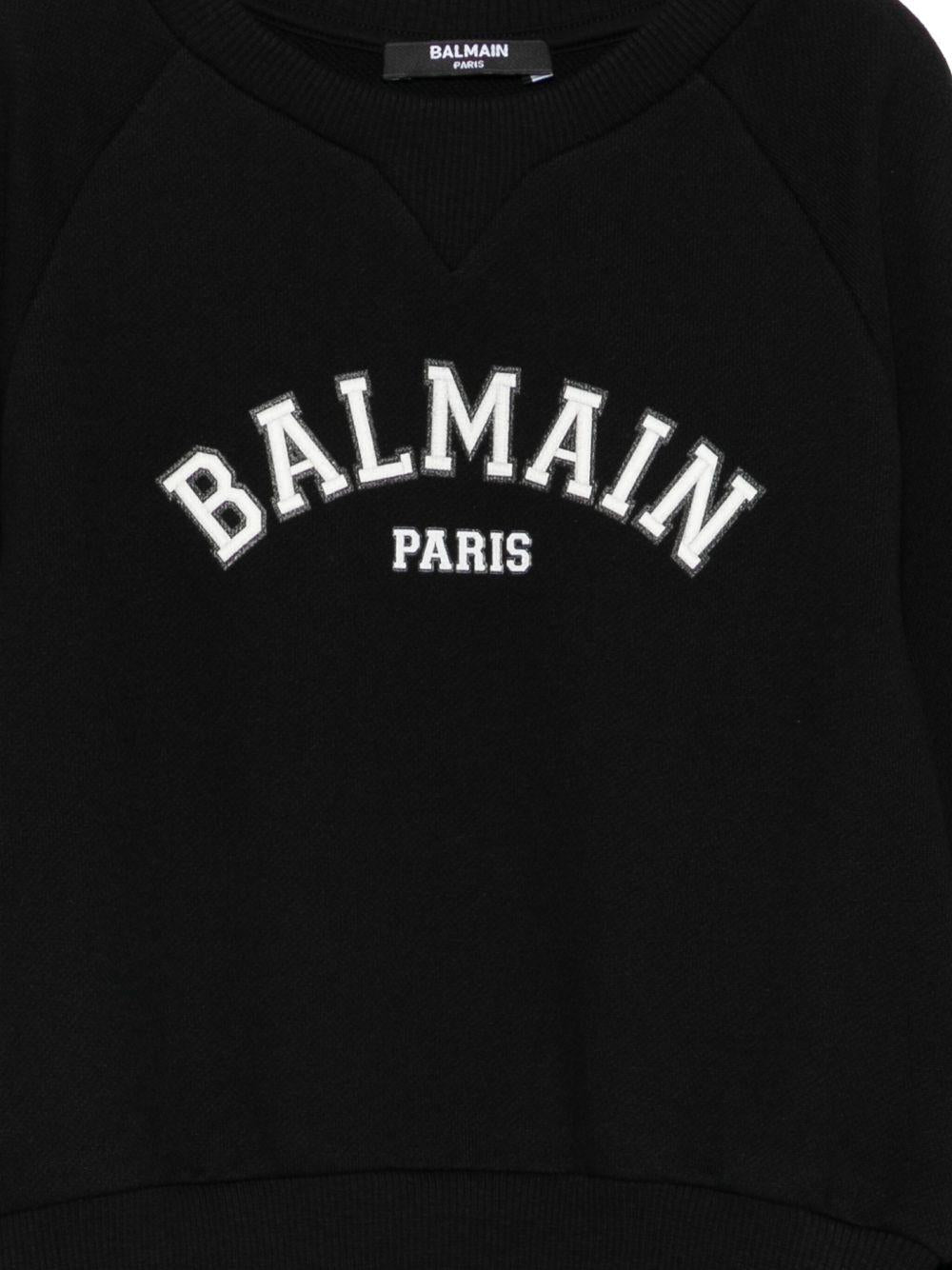 Felpa per bambina Balmain Kids nera con stampa logo - Rubino Kids