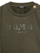 Felpa per bambina Balmain Kids verde con stampa logo - Rubino Kids