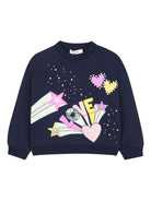 Felpa per bambina Billieblush blu con stampa grafica - Rubino Kids