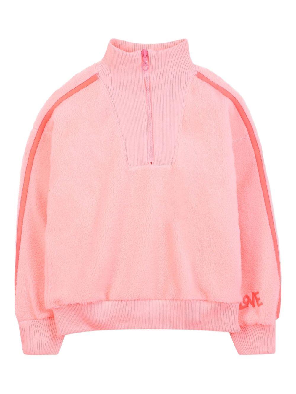 Felpa per bambina Billieblush rosa in pile con zip e collo rialzato - Rubino Kids
