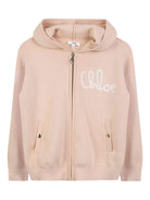Felpa per bambina Chloé Kids beige con logo ricamato - Rubino Kids