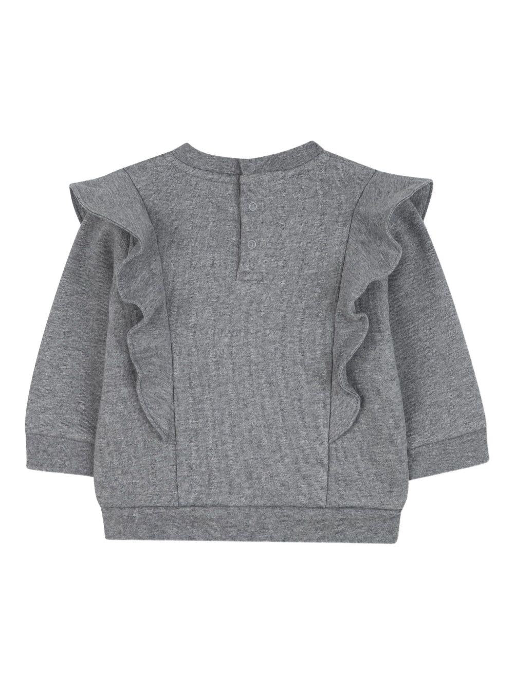 Felpa per bambina Chloé Kids grigia con stampa con logo - Rubino Kids