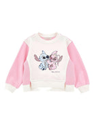 Felpa per bambina Disney x Monnalisa rosa con stampa grafica Stitch - Rubino Kids