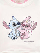 Felpa per bambina Disney x Monnalisa rosa con stampa grafica Stitch - Rubino Kids