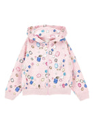 Felpa per bambina Disney x Monnalisa rosa con zip e stampa gemme linea Stitch - Rubino Kids
