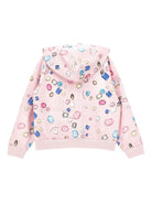 Felpa per bambina Disney x Monnalisa rosa con zip e stampa gemme linea Stitch - Rubino Kids