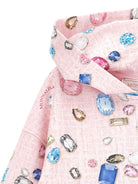 Felpa per bambina Disney x Monnalisa rosa con zip e stampa gemme linea Stitch - Rubino Kids