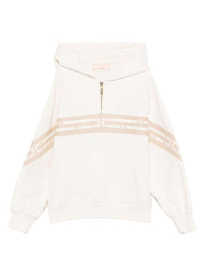 Elisabetta Franchi La Mia Bambina white hooded zip-up sweatshirt for girls