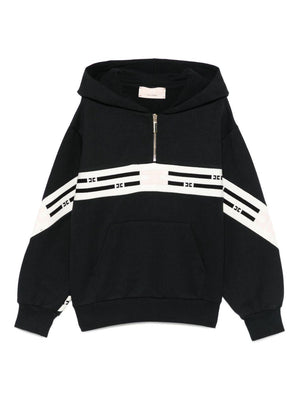 Elisabetta Franchi La Mia Bambina black hooded zip-up sweatshirt for girls