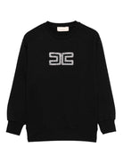 Felpa per bambina Elisabetta Franchi La Mia Bambina nero con cristalli e logo - Rubino Kids