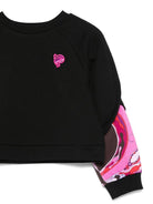 Felpa per bambina Emilio Pucci Junior nero con maniche a contrasto - Rubino Kids