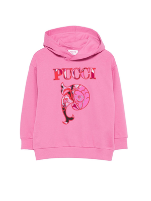 Emilio Pucci Junior pink sweatshirt for girls with embroidered logo
