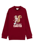 Felpa per bambina Fendi Kids rosso con stampa scoiattolo - Rubino Kids