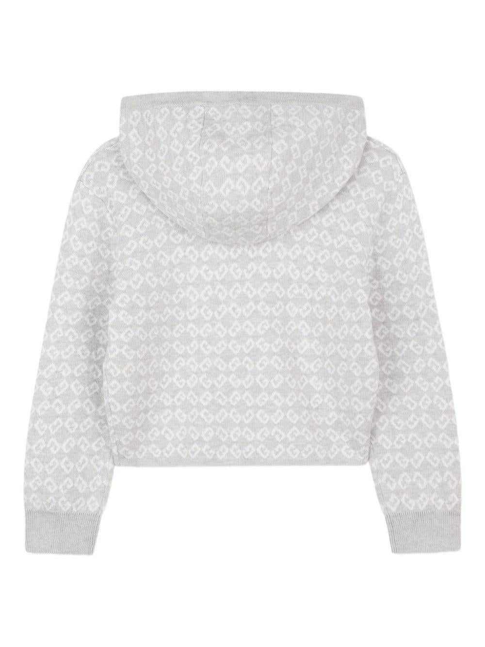 Felpa per bambina Givenchy Kids grigia con motivo jacquard con logo - Rubino Kids