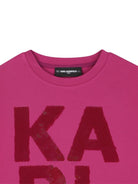 Felpa per bambina Karl Lagerfeld Kids fucsia con logo in paillettes - Rubino Kids