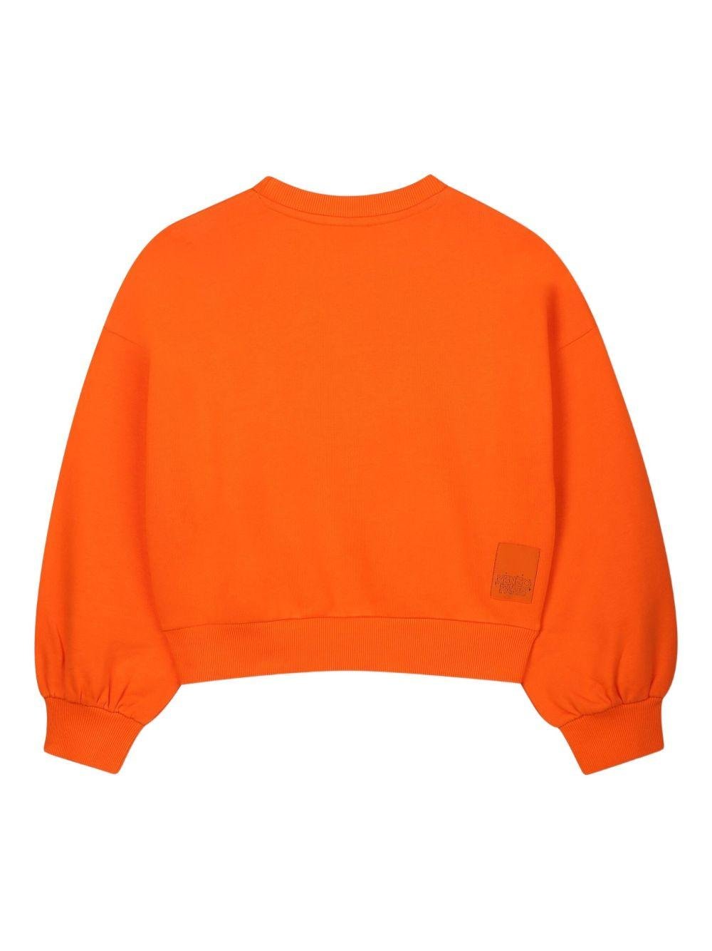 Felpa per bambina Kenzo Kids arancione con applicazione con logo - Rubino Kids