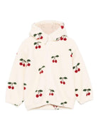 Felpa per bambina Konges Sløjd bianco con motivo ciliegie - Rubino Kids