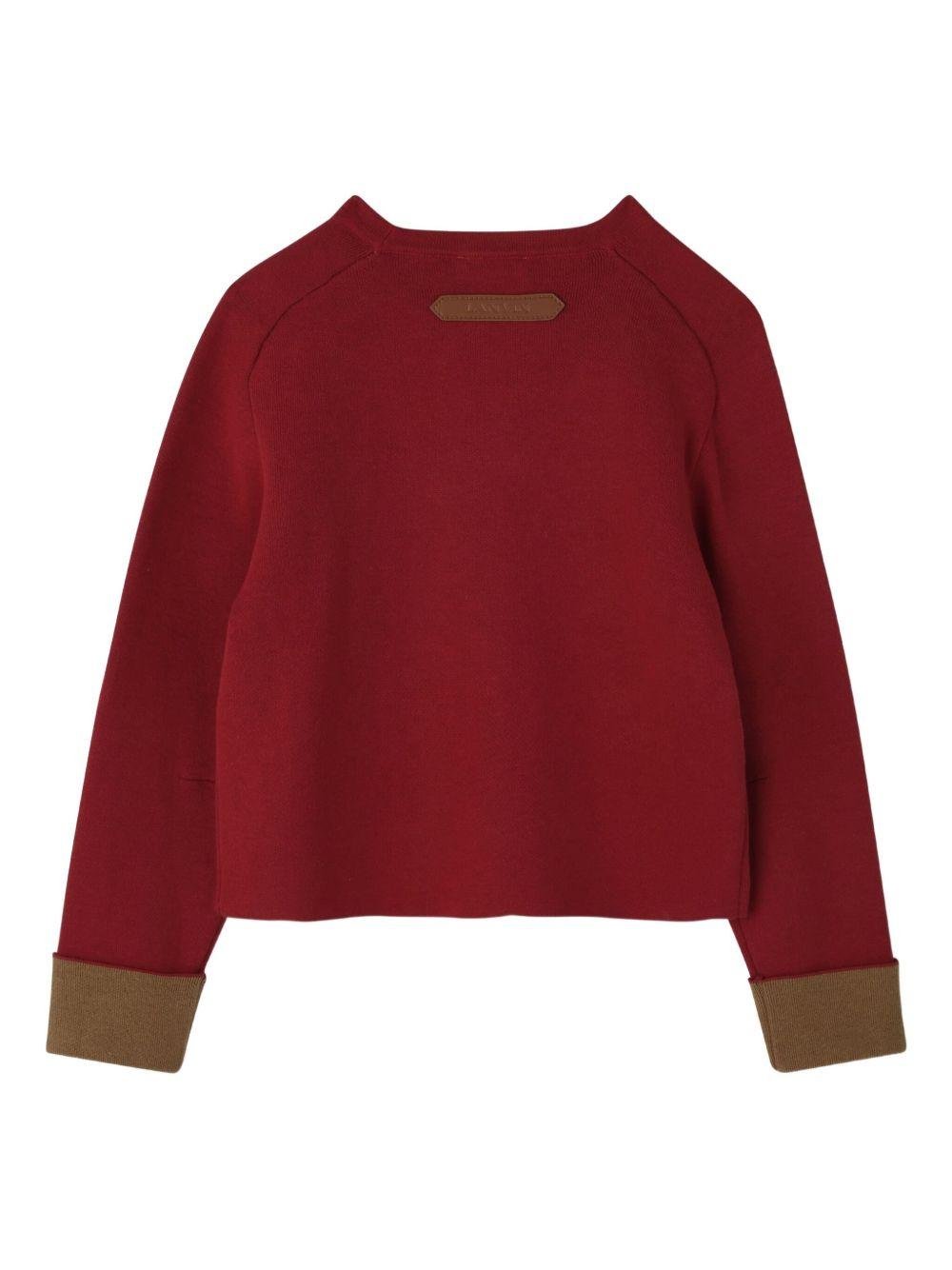 Felpa per bambina Lanvin Enfant rossa con logo goffrato - Rubino Kids