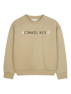 Felpa per bambina Michael Kors Kids beige con stampa logo - Rubino Kids