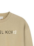 Felpa per bambina Michael Kors Kids beige con stampa logo - Rubino Kids