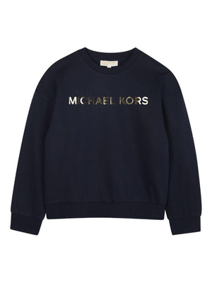Felpa per bambina Michael Kors Kids blu con stampa logo