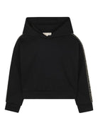 Felpa per bambina Michael Kors Kids nero in jersey con cappuccio - Rubino Kids