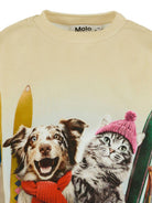 Felpa per bambina Molo beige con stampa cane e gatto - Rubino Kids