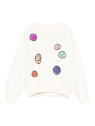 Felpa per bambina Molo bianco con decorazioni con paillettes - Rubino Kids