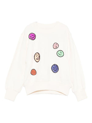 Felpa per bambina Molo bianco con decorazioni con paillettes