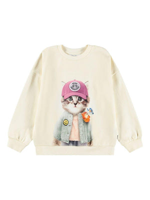 Molo white organic cotton sweatshirt for girls