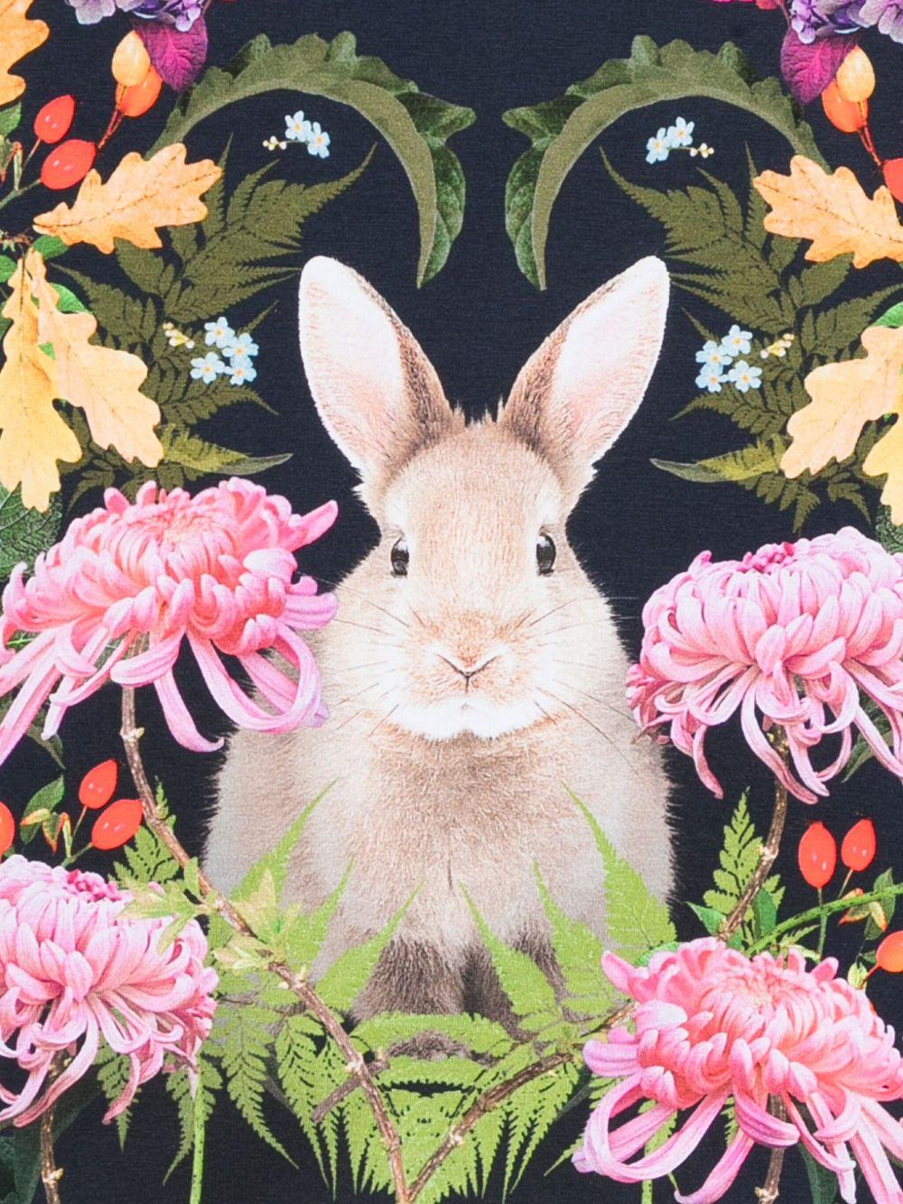 Felpa per bambina Molo blu con stampa floreale e coniglio - Rubino Kids