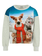 Felpa per bambina Molo blu con stampa floreale e coniglio - Rubino Kids