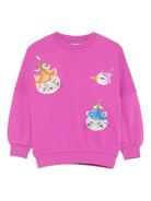 Felpa per bambina Molo fucsia con stampa grafica animali - Rubino Kids