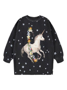Felpa per bambina Molo nera con grafica unicorno - Rubino Kids