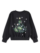 Felpa per bambina Molo nero con decorazione a paillettes - Rubino Kids