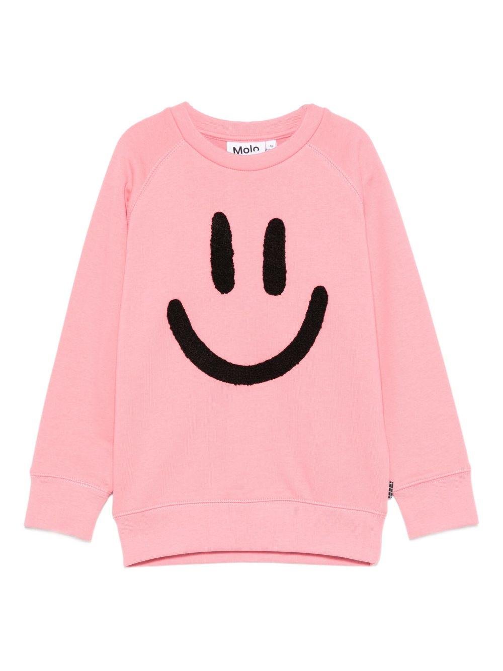 Felpa per bambina Molo rosa con faccia sorridente - Rubino Kids
