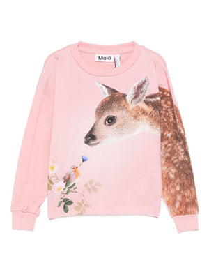 Felpa per bambina Molo rosa con stampa grafica