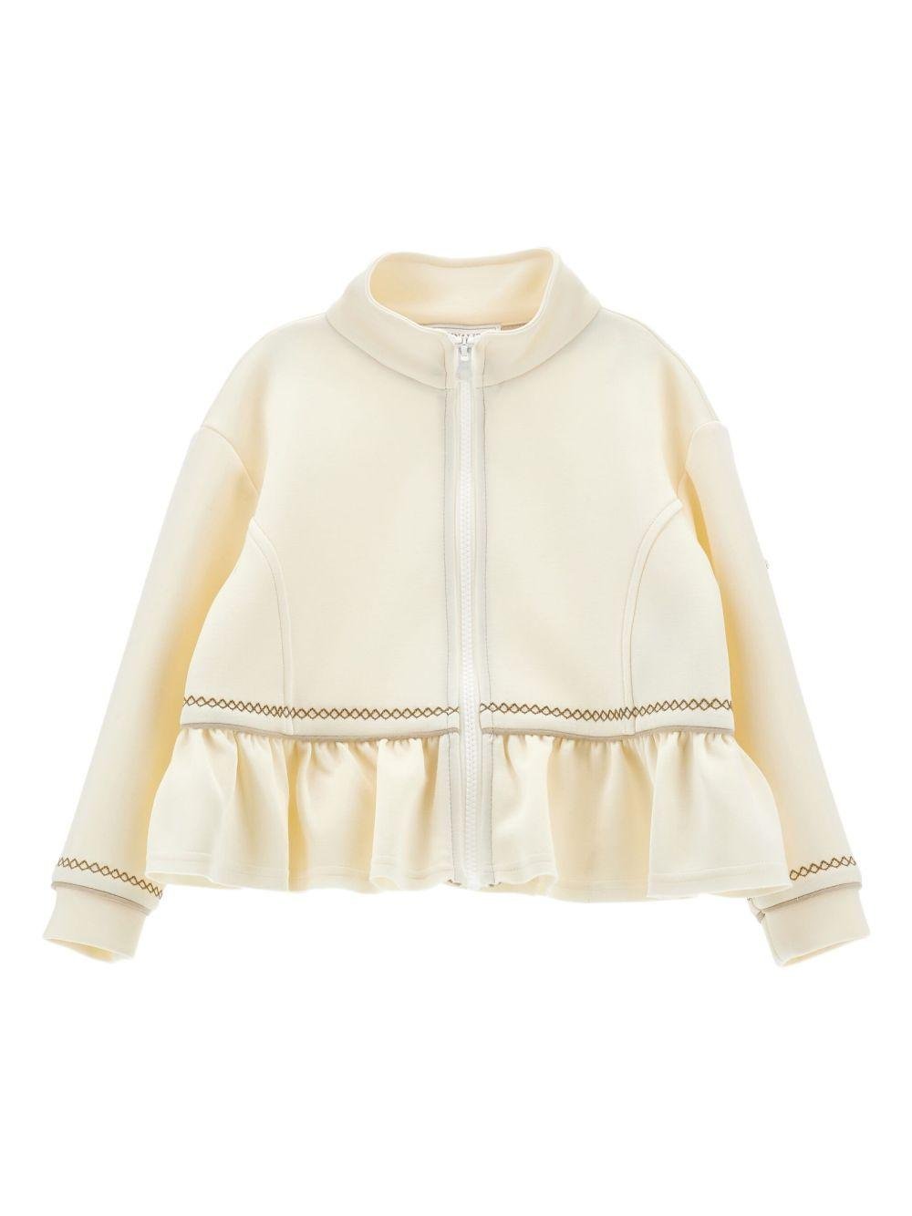 Felpa per bambina Monnalisa bianca con bordi a contrasto - Rubino Kids