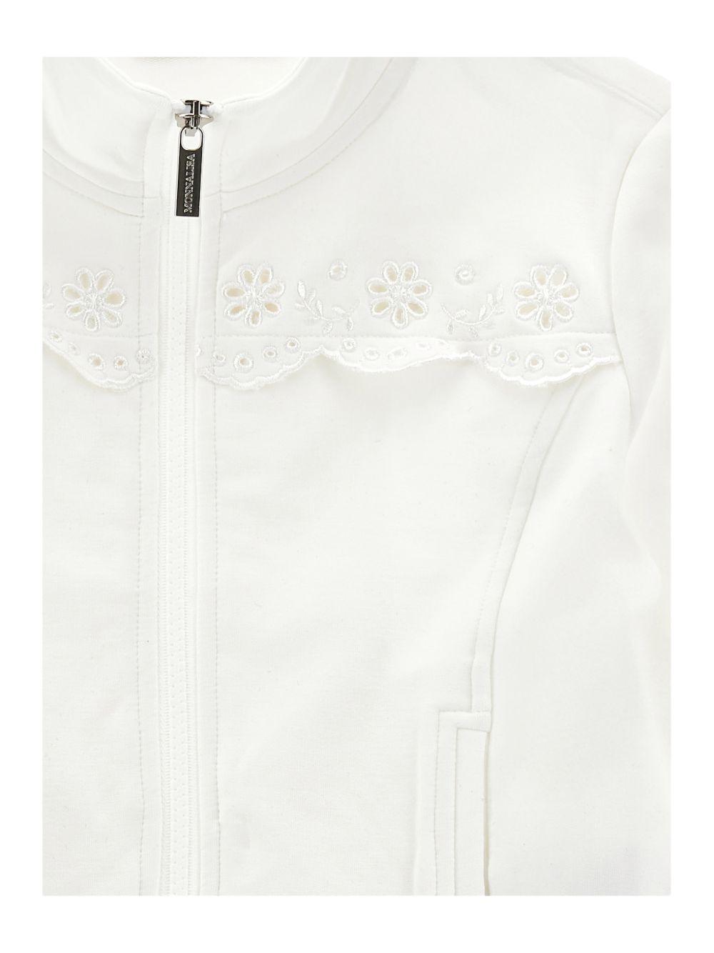 Felpa per bambina Monnalisa bianca con dettaglio fiori - Rubino Kids