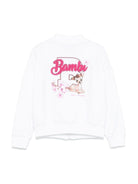 Felpa per bambina Monnalisa bianco con stampa Bambi x Disney - Rubino Kids