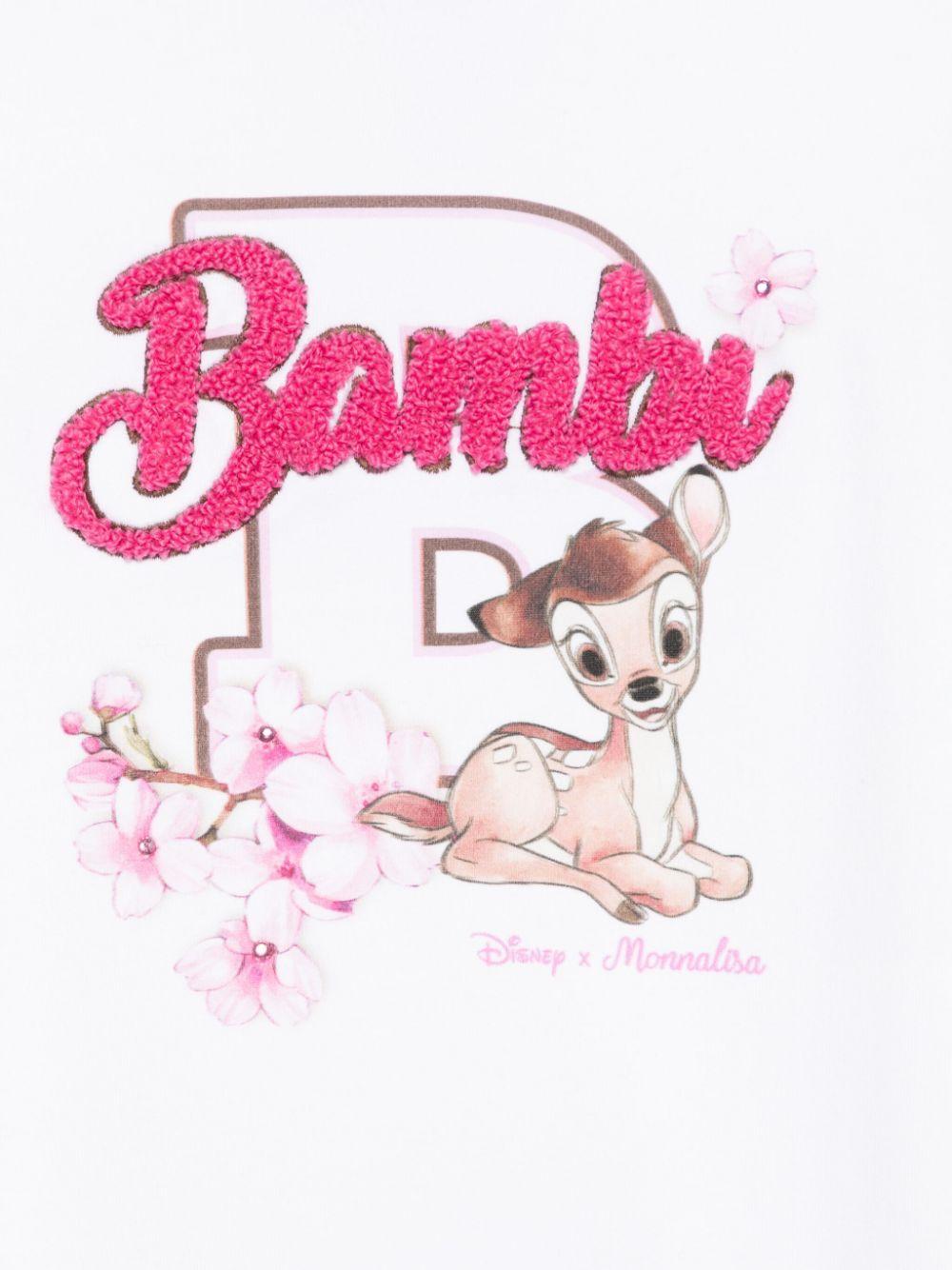 Felpa per bambina Monnalisa bianco con stampa Bambi x Disney - Rubino Kids