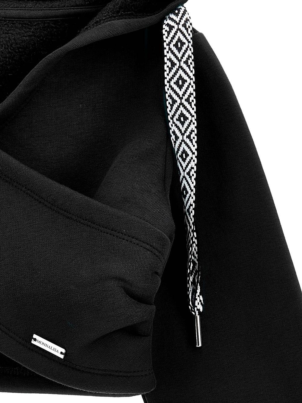Felpa per bambina Monnalisa nera con cappuccio con coulisse - Rubino Kids