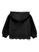 Felpa per bambina Monnalisa nera con ricamo a fiori - Rubino Kids