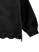 Felpa per bambina Monnalisa nera con ricamo a fiori - Rubino Kids