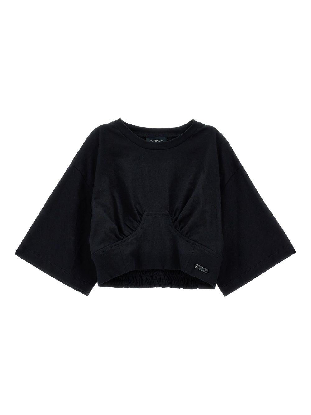 Felpa per bambina Monnalisa nero in jersey - Rubino Kids