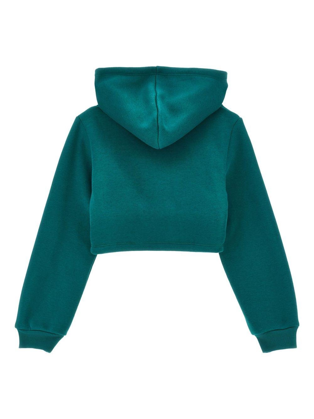 Felpa per bambina Monnalisa verde doppiostrato con cappuccio - Rubino Kids