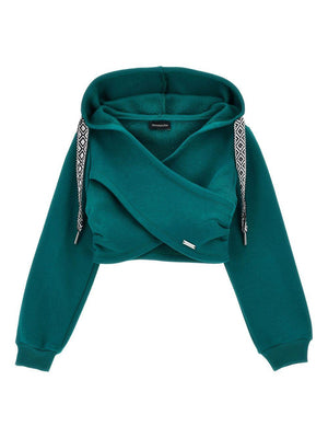 Monnalisa green double-layer hooded sweatshirt for girls